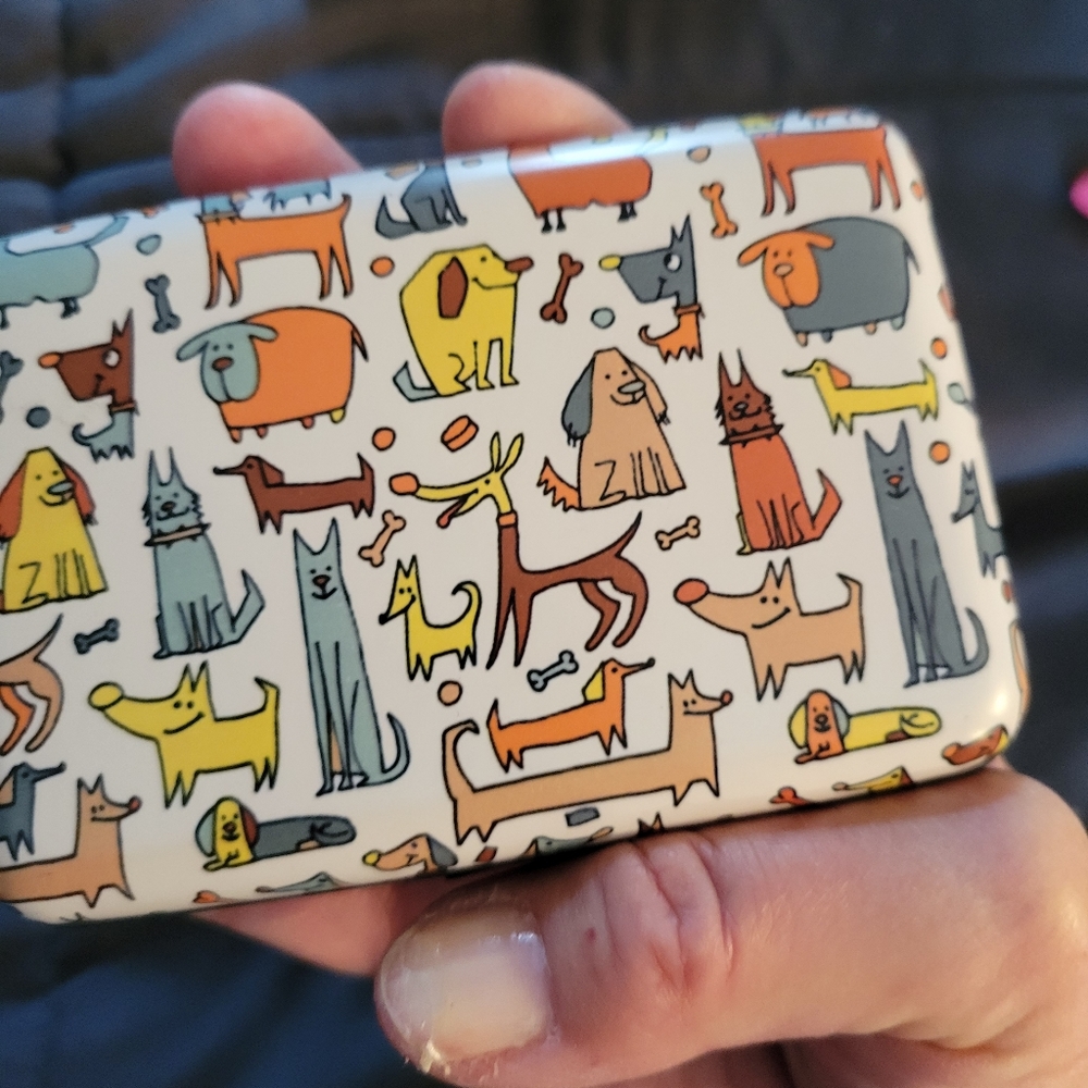 Dog print armored wallet credit card case-multi colored